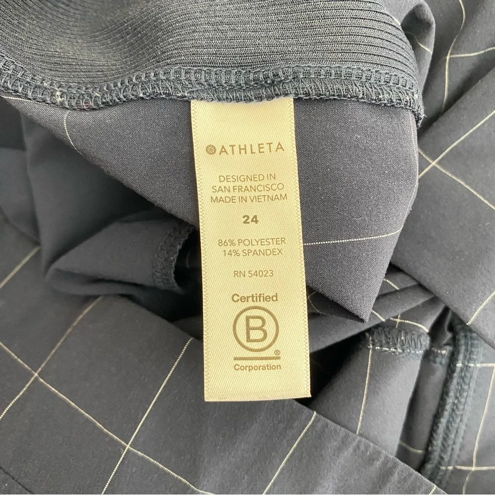 Athleta Brooklyn Textured Ankle Pant Windowpane Navy Blue High Rise